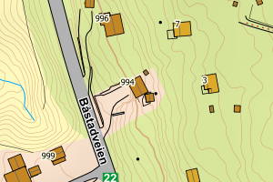 Kartbilde fra WMS-tjeneste av avviket