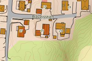 Kartbilde fra WMS-tjeneste av avviket