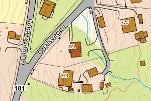 Kartbilde fra WMS-tjeneste av avviket