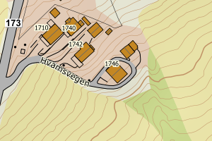 Kartbilde fra WMS-tjeneste av avviket