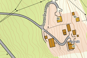 Kartbilde fra WMS-tjeneste av avviket