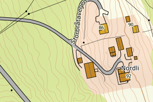 Kartbilde fra WMS-tjeneste av avviket