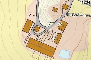 Kartbilde fra WMS-tjeneste av avviket