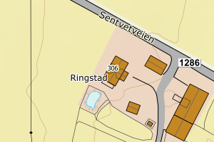 Kartbilde fra WMS-tjeneste av avviket