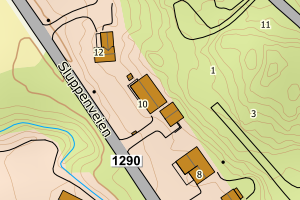 Kartbilde fra WMS-tjeneste av avviket