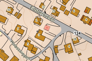 Kartbilde fra WMS-tjeneste av avviket