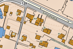 Kartbilde fra WMS-tjeneste av avviket