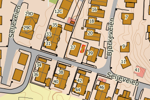 Kartbilde fra WMS-tjeneste av avviket