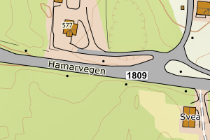 Kartbilde fra WMS-tjeneste av avviket