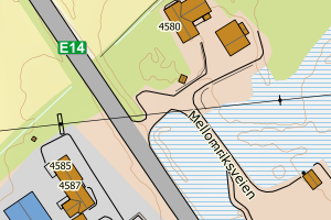 Kartbilde fra WMS-tjeneste av avviket