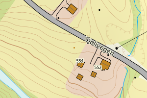 Kartbilde fra WMS-tjeneste av avviket