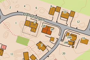 Kartbilde fra WMS-tjeneste av avviket