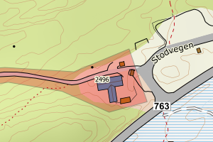 Kartbilde fra WMS-tjeneste av avviket