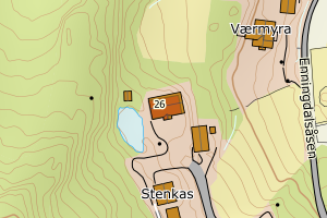 Kartbilde fra WMS-tjeneste av avviket