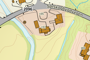 Kartbilde fra WMS-tjeneste av avviket