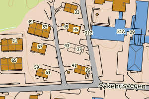 Kartbilde fra WMS-tjeneste av avviket