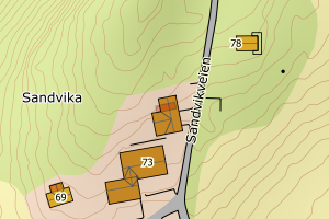 Kartbilde fra WMS-tjeneste av avviket