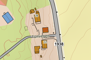 Kartbilde fra WMS-tjeneste av avviket