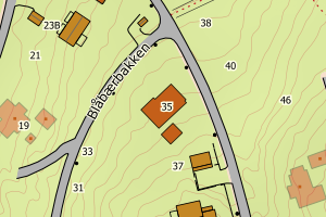 Kartbilde fra WMS-tjeneste av avviket
