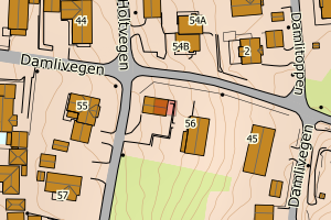 Kartbilde fra WMS-tjeneste av avviket