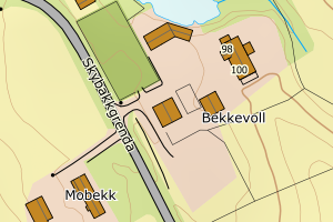 Kartbilde fra WMS-tjeneste av avviket