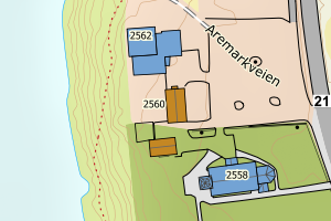 Kartbilde fra WMS-tjeneste av avviket