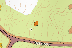 Kartbilde fra WMS-tjeneste av avviket