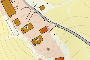 Kartbilde fra WMS-tjeneste av avviket