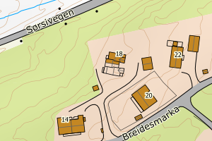 Kartbilde fra WMS-tjeneste av avviket