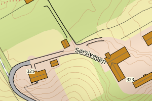 Kartbilde fra WMS-tjeneste av avviket
