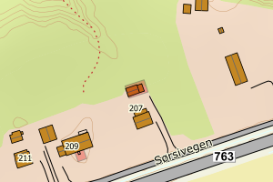 Kartbilde fra WMS-tjeneste av avviket