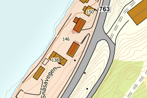 Kartbilde fra WMS-tjeneste av avviket