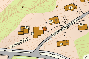 Kartbilde fra WMS-tjeneste av avviket