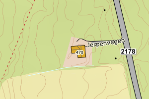 Kartbilde fra WMS-tjeneste av avviket