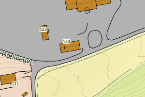 Kartbilde fra WMS-tjeneste av avviket