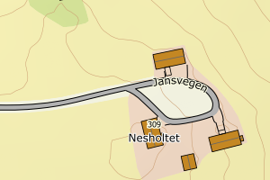 Kartbilde fra WMS-tjeneste av avviket