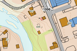 Kartbilde fra WMS-tjeneste av avviket