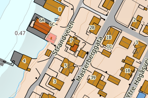 Kartbilde fra WMS-tjeneste av avviket