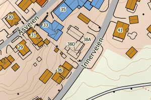 Kartbilde fra WMS-tjeneste av avviket