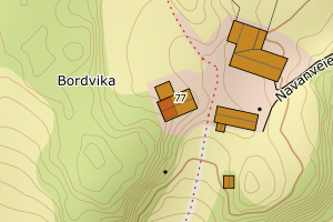Kartbilde fra WMS-tjeneste av avviket