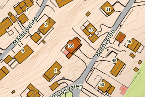 Kartbilde fra WMS-tjeneste av avviket