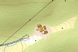 Kartbilde fra WMS-tjeneste av avviket