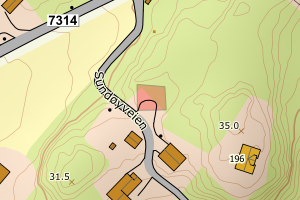 Kartbilde fra WMS-tjeneste av avviket