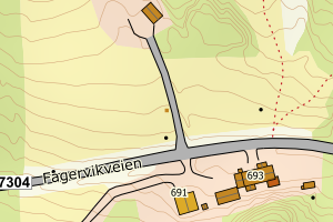 Kartbilde fra WMS-tjeneste av avviket