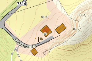 Kartbilde fra WMS-tjeneste av avviket