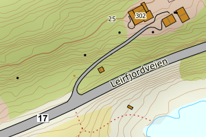 Kartbilde fra WMS-tjeneste av avviket