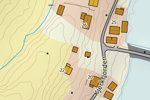 Kartbilde fra WMS-tjeneste av avviket