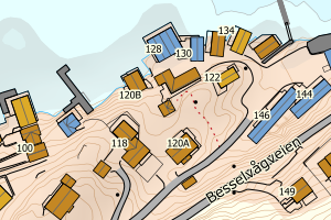 Kartbilde fra WMS-tjeneste av avviket