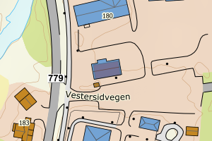 Kartbilde fra WMS-tjeneste av avviket
