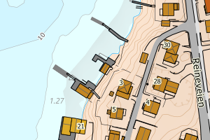 Kartbilde fra WMS-tjeneste av avviket